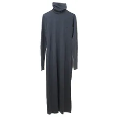 未使用 POLO by RALPH LAUREN ポロバイラルフローレン ロングスリーブ サイドスリット タートルネック ニットロングワンピース S グレー レディース 古着 中古 USED