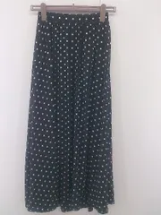 ◇ W DOT ダブルドット 水玉 ドット ロング フレア スカート サイズF ブラック ホワイト レディース P  【1212220005430】