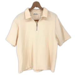 ZARA ハーフジップ モックネック プルオーバー US XL アイボリー カットソー トップス ザラ メンズ 古着 大きいサイズ 大きめ