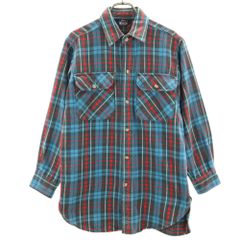 ウールリッチ 80s 紺タグ ヴィンテージ チェック柄 長袖 ネルシャツ 水色 他 WOOLRICH メンズ