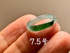 L12-201 氷糯種 灰青/濃緑 7.5号 天然グアテマラ産 A貨 本翡翠 くりぬき リング