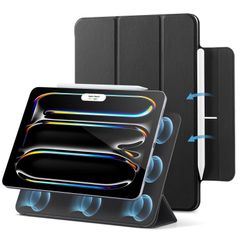 【特売】ESR iPad Pro 11インチ ケース M4 (2024、第5世代) 専用 強力マグネット吸着式 スリムな三つ折りスタンドケース Pencil Pro/USB-C完全対応 耐久性保護 Reboundシリーズ ブラック【オートスリープ/ウェイク機能