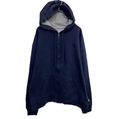Champion ジップアップ ロゴスウェット パーカー XL ネイビー チャンピオン 裏起毛 古着卸 アメリカ仕入 a708-5929