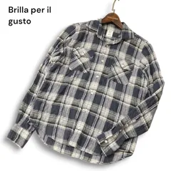 Brilla per il gusto ブリッラ ペル イル グスト 春夏 シワ加工★ 長袖 ストレッチ ワーク チェック シャツ Sz.XS　メンズのサムネイル