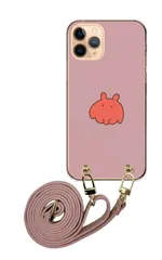 Galaxy S21 5G SC-51B SCG09 ギャラクシーS21 スマホケース スマホショルダー メンダコ ワンポイント レッド かわいい レザーベルト ストラップ 調節可能 130cm  カラー04