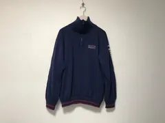 本物パーリーゲーツゴルフPEARYGATES GOLFウールニットハーフジップロゴプリント長袖セーターメンズサーフミリタリーアメカジビジネススーツゴルフアウトドア3紺ネイビー日本製S