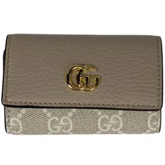 【在庫一掃】 グッチ GUCCI GGマーモント 6連 キーケース GG柄 ダブルG キーフック キーケース GGスプリーム レザー ベージュ 456118 レディース 【中古】