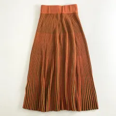 35g7 《美品》 MARNI マルニ イタリア製 プリーツ ニット ロングスカート ボトムス ウエストゴム 36 オレンジ グリーン ウールのサムネイル