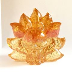 オルゴナイト 九尾の狐 置物 ローズクォーツ 粉晶 金箔 開運 金運恋愛