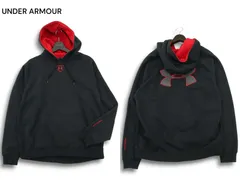 UNDER ARMOUR アンダーアーマー 秋冬 coldgear★ 裏起毛 ロゴ プルオーバー パーカー Sz.L メンズ 黒 トレーニング