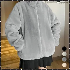 スタンドカラーボアジャケット レディース ジッパーボアブルゾン薄中綿 ふわふわボアカーディガン 暖かい モコモコフリースジャケット カジュアル ハイネックアウター 立ち襟ジャケット黒 体型カバーブルゾン 韓国風トップス防寒