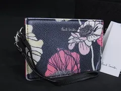 Paul Smith ポールスミス レザー 花柄 カードケース カード入れ パスケース 定期入れ レディース ネイビー系×マルチカラー DI9985