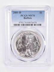 2001-D MS70 バッファロー記念銀貨 PCGS
