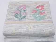 平和屋着物■夏物　八寸名古屋帯　羅　草花文　金銀糸　逸品　CAAG5090th