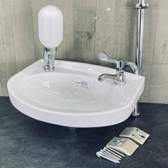 TOTO L30DM #NW1 手洗ボウル 水石けん入付 【中古】 手洗器 洗面器 水栓のレバーはSANEI ホワイト/511039