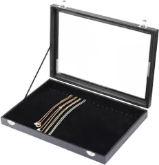 HAPPY SUGAR ネックレスケース ジュエリーケース ジュエリーボックス 大容量 ネックレス 収納 絡まない 木製 ガラス 