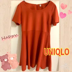 UNIQLO✨半袖ワンピース💖【朱色】Mサイズ