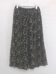 ◇ MAJESTIC LEGON 花柄 ロング プリーツ スカート サイズM ネイビー系 マルチ レディース P  【中古】 【1211150007675】