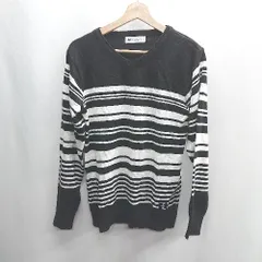◇ ⊇ AZ by junhashimoto ボーダー柄 Vネック 長袖 ニット セーター サイズM ブラック ホワイト メンズ E  【1410290018538】のサムネイル