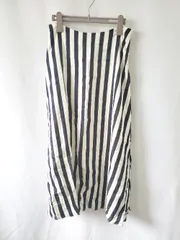 ◇ ⊂ IENA イエナ ストライプ ロング丈 フレア スカート サイズ36 アイボリー系 ネイビー系 レディース E  【1507230015891】