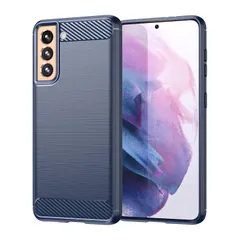 【Hbcnxny】Galaxy S21 5G/SC-51B/SCG09 ケース 対応 耐衝撃 スマホケース 炭素繊維くて柔らかい TPU（ブルー）滑らかで快適な肌触り ショック おしゃれ ギャラクシー エス21 ドコモsc51b Galaxy S21 5G 青