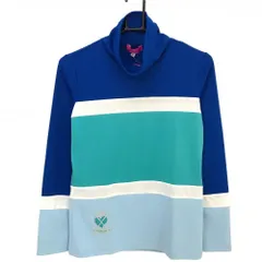 【新品】ビバハート 長袖ハイネックシャツ ブルー×ライトグリーン 切替 ハート  レディース 40(M) ゴルフウェア VIVA HEART