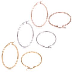 【幅2mm 外径50mm シルバー/ゴールド/ローズゴールド 3色ペアセット】[Adelina Style]  フープ ピアス 人気 大きめ レディース リングピアス イヤリング 金属アレルギー対応 サージカルステンレス 両耳用 プレゼント