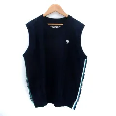 アダバット adabat ゴルフウエア ニットベスト Vネック 刺繍 50 L 紺 ネイビー オフホワイト /HO42