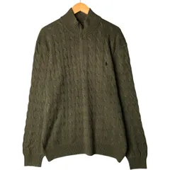 古着 ラルフローレン Ralph Lauren POLO RALPH LAUREN ケーブル編み シルクニットハーフジップセーター メンズXL相当/eaa577808