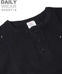 AVIREX アヴィレックス 半袖 ヘンリーネックTシャツ ブラック / DAILY RIB S/S HENLEY NECK T-SHIRT / リブ デイリーウェア 新品 アビレックス  黒