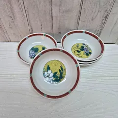 106【九谷焼】 美山窯 小鉢揃 5客セット 絵変わり 花柄 伝統工芸品