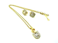 NINA RICCI ニナリッチ ラインストーン クリップ式 ネックレス イヤリング アクセサリー 2点セット レディース ゴールド系 DH1625
