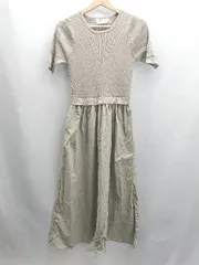 ◇ ⊂ ROPE PICNIC ロペピクニック 異素材 半袖 ロング ワンピース サイズ38 グレージュ系 レディース E  【1505290003452】