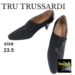 【美品】TRU TRUSSARDI トゥルートラサルディ パンプス ブラック 23.5cm 23 1/2 ピンヒール ポインテッドトゥ レディースのサムネイル