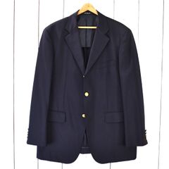 5TF006】Euro Taylor & co.モヘア混 3つボタンシングル 段返り 金ボタン 紺ブレザー ジャケット XL ダークネイビー 袖口4つ釦 352018【中古】【メンズビジネス】202506