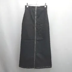 ◇ Θ YEVS イーブス フロントジップ ロング ナロー デニム スカート サイズF ブラック レディース E  【1505290026413】