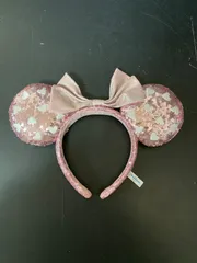 ☆中古☆ミニースパンコールカチューシャ　ピンク　ハート刺繍　東京ディズニーリゾート　1-2022