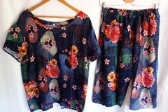 ベトナムパジャマ風セットアップ㊷〈ドーボーđồ bộ〉ルームウェア/夏のパジャマ/涼しい/新品/アジア/エスニック/ベトナム服