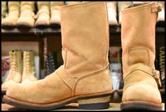 【10D 良品 19年】レッドウィング 9269 スエード エンジニア タン ブルハイド ラフアウト ベージュ プルオン ブーツ redwing HOPESMORE【FF450】