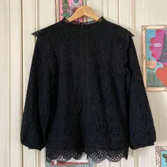 A 刺繍 レース ブラウス シャツ トップス 花柄 長袖 エレガント フォーマル お呼ばれ　デート　オフィスカジュアル　食事会