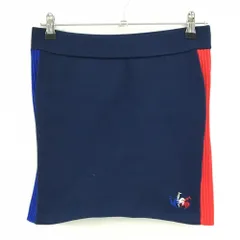 ルコックゴルフ ニットスカート ネイビー×レッド 裾ロゴ刺しゅう ウエストゴム レディース 11 ゴルフウェア le coq sportif