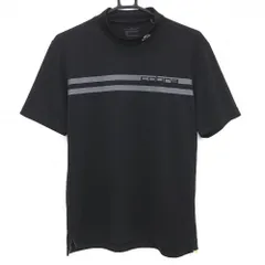 コブラ 半袖ハイネックシャツ 黒×グレー 胸元ライン メンズ L ゴルフウェア PUMA