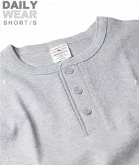 ヘンリーネックTシャツ グレー / DAILY RIB S/S HENLEY NECK T-SHIRT / リブ デイリーウェア 新品 アビレックス  灰色 GREYのサムネイル