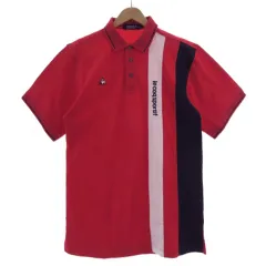 ルコックスポルティフ le coq sportif GOLF COLLECTION ポロシャツ ロゴ刺繍 半袖 コットン 配色 レッド 赤 ホワイト 白 ブラック 黒 L