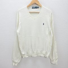 D■ラルフローレン/POLO Ralph Lauren 胸ロゴ刺繍 長袖ニット/セーター【L】白/MENS/11【中古】