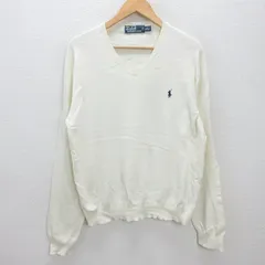 D■ラルフローレン/POLO Ralph Lauren 胸ロゴ刺繍 長袖ニット/セーター【L】白/MENS/11【中古】