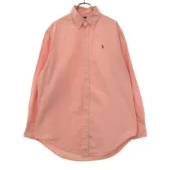 ラルフローレン 長袖 オックスフォード ボタンダウンシャツ 16‐33 ピンク Ralph Lauren ロゴ刺繍 メンズ 古着 【240324】 メール便可