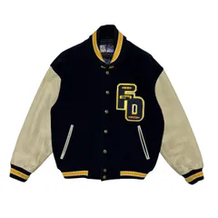 ビンテージ60sバーシティジャケット 60s Varsi-Jac 袖レザーウールスタジャン L相当 黒×黒 ビンテージ