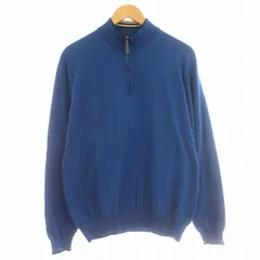 バーバリー ロンドン BURBERRY LONDON ハーフジップ ニット カットソー コットン 長袖 L 青 ブルー /☆Gのサムネイル