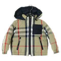 BURBERRY (バーバリー) ハウスチェック ナイロン リバーシブル ダウンジャケット ベージュ/ブラック キッズ 8046023